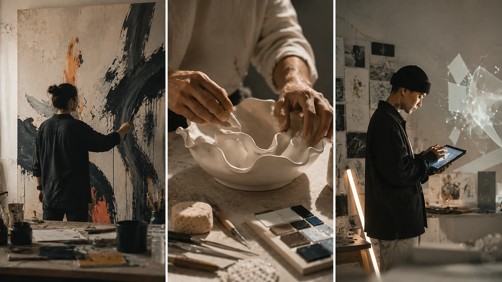 Three types of cultural collaborators — artist, artisan, and cultural innovator — illustrated side by side