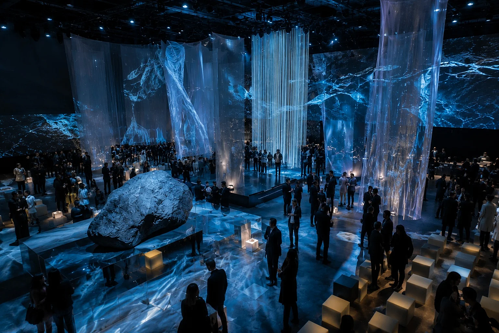 Artist-led brand launch event design creating an immersive cultural product launch environment