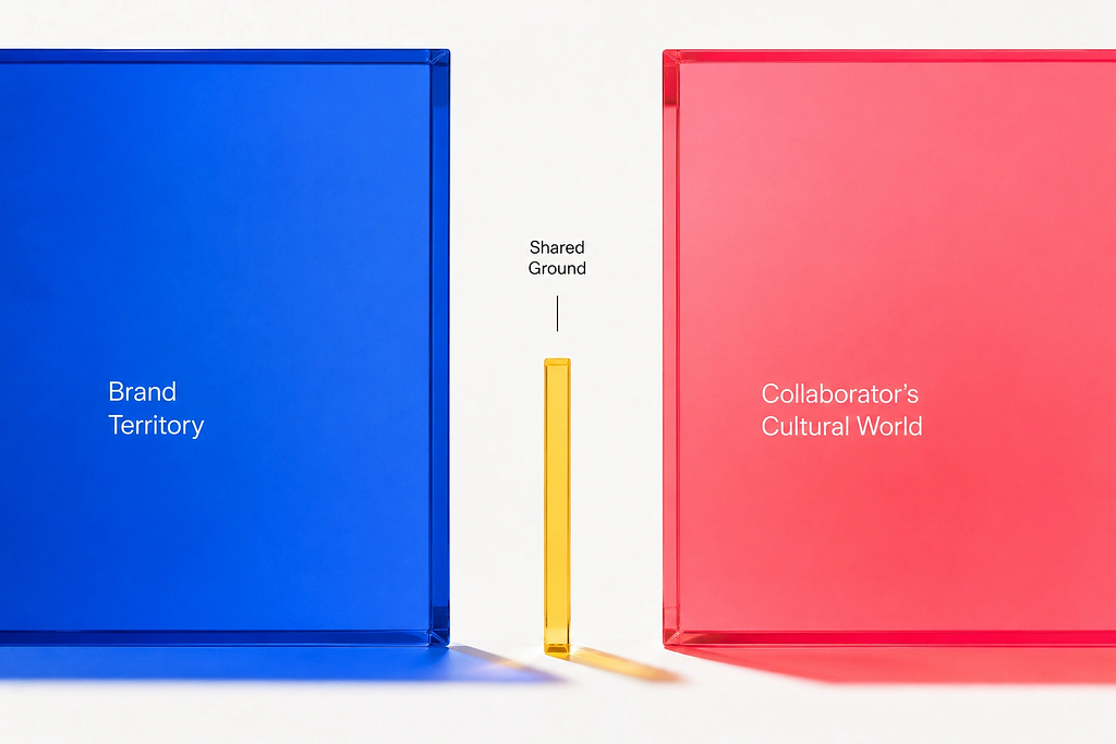 visual diagram showing strategic brand-collaborator alignment as purposeful partial overlap