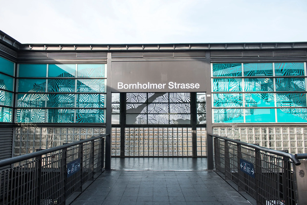 cultural branding example — tape art installation at Bornholmer Strasse S-Bahn station Berlin by Basa Studio for Deutsche Bahn