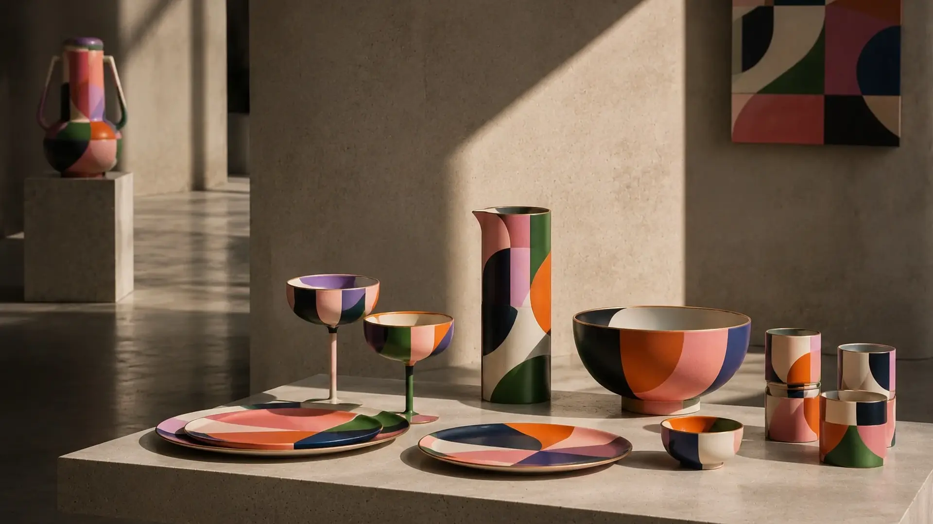 Limited edition brand strategy — hand-painted geometric tableware collection