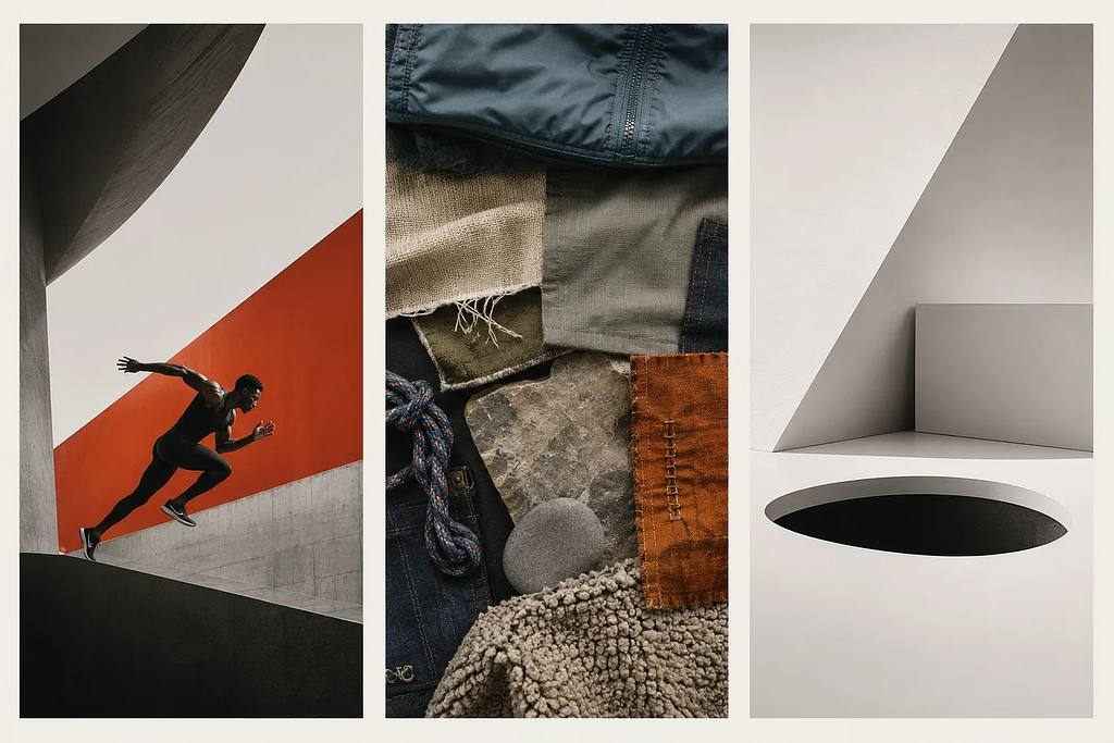 Three cultural brand territories illustrated: athletic conviction, environmental integrity, creative rebellion